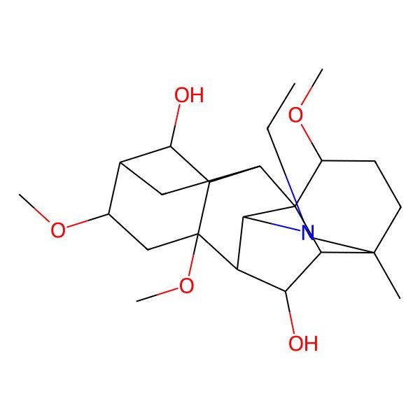 2D Structure of (1S,2R,3R,4S,5S,6S,8R,9R,10R,13R,16S,17R,18R)-11-ethyl-6,8,16-trimethoxy-13-methyl-11-azahexacyclo[7.7.2.12,5.01,10.03,8.013,17]nonadecane-4,18-diol