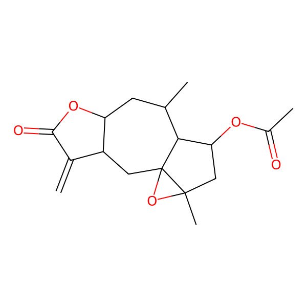 2D Structure of [(1S,3R,7R,9R,10R,11S,13R)-9,13-dimethyl-4-methylidene-5-oxo-6,14-dioxatetracyclo[8.4.0.01,13.03,7]tetradecan-11-yl] acetate