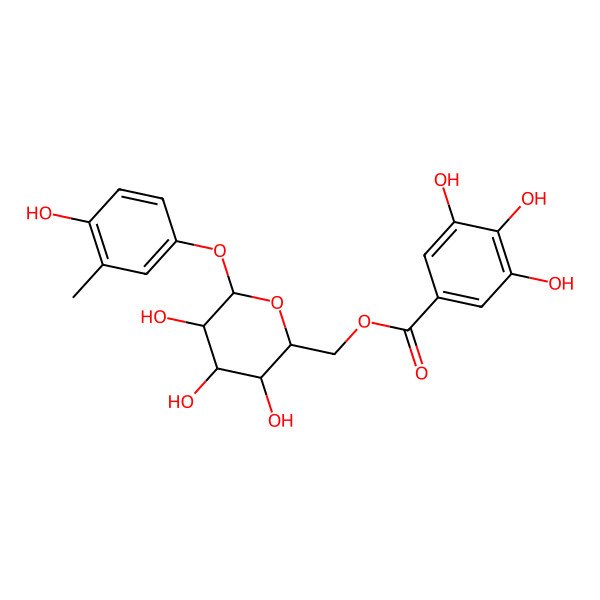 2D Structure of [(2R,3S,4S,5R,6S)-3,4,5-trihydroxy-6-(4-hydroxy-3-methylphenoxy)oxan-2-yl]methyl 3,4,5-trihydroxybenzoate
