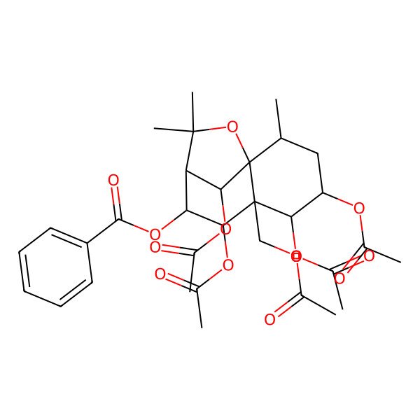 2D Structure of [(1S,2R,4S,5R,6S,7S,8R,9R,12R)-4,5,7,12-tetraacetyloxy-6-(acetyloxymethyl)-2,10,10-trimethyl-11-oxatricyclo[7.2.1.01,6]dodecan-8-yl] benzoate