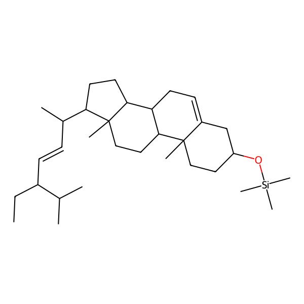 2D Structure of [17-(5-ethyl-6-methylhept-3-en-2-yl)-10,13-dimethyl-2,3,4,7,8,9,11,12,14,15,16,17-dodecahydro-1H-cyclopenta[a]phenanthren-3-yl]oxy-trimethylsilane
