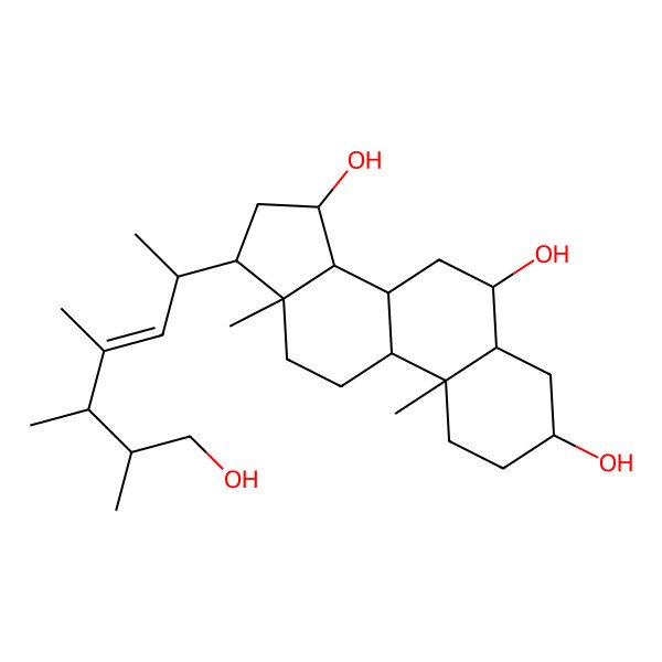 2D Structure of 17-(7-hydroxy-4,5,6-trimethylhept-3-en-2-yl)-10,13-dimethyl-2,3,4,5,6,7,8,9,11,12,14,15,16,17-tetradecahydro-1H-cyclopenta[a]phenanthrene-3,6,15-triol