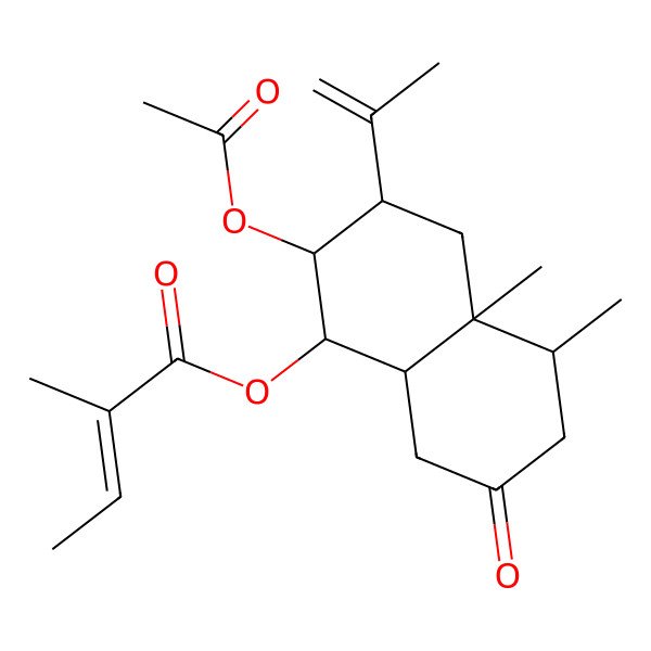 2D Structure of [(1S,2R,3R,4aR,5S,8aS)-2-acetyloxy-4a,5-dimethyl-7-oxo-3-prop-1-en-2-yl-1,2,3,4,5,6,8,8a-octahydronaphthalen-1-yl] (E)-2-methylbut-2-enoate