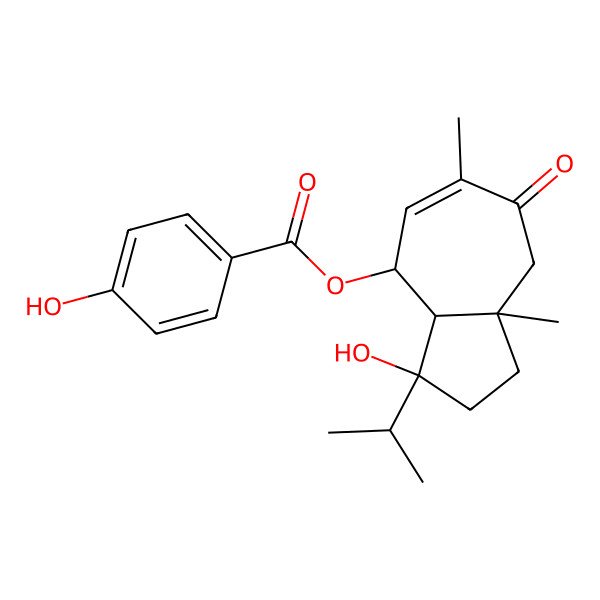 2D Structure of [(3R,3aS,4R,8aR)-3-hydroxy-6,8a-dimethyl-7-oxo-3-propan-2-yl-2,3a,4,8-tetrahydro-1H-azulen-4-yl] 4-hydroxybenzoate