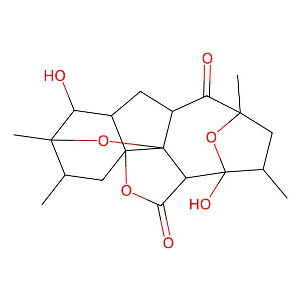 2D Structure of (2R,3S,5R,9S,11S,12S,14S,17R)-2,10-dihydroxy-3,5,11,12-tetramethyl-15,18,19-trioxahexacyclo[9.5.2.12,5.07,17.09,14.014,17]nonadecane-6,16-dione