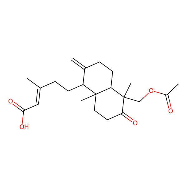 2D Structure of (Z)-5-[(1S,4aS,5R,8aR)-5-(acetyloxymethyl)-5,8a-dimethyl-2-methylidene-6-oxo-1,3,4,4a,7,8-hexahydronaphthalen-1-yl]-3-methylpent-2-enoic acid