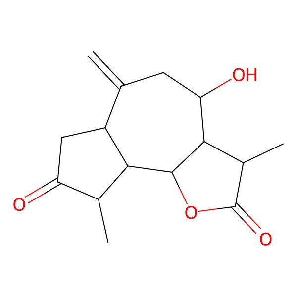 2D Structure of (3S,3aR,4S,6aR,9R,9aR,9bR)-4-hydroxy-3,9-dimethyl-6-methylidene-3a,4,5,6a,7,9,9a,9b-octahydro-3H-azuleno[4,5-b]furan-2,8-dione