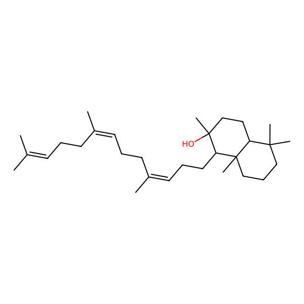 2D Structure of 2,5,5,8a-tetramethyl-1-(4,8,12-trimethyltrideca-3,7,11-trienyl)-3,4,4a,6,7,8-hexahydro-1H-naphthalen-2-ol