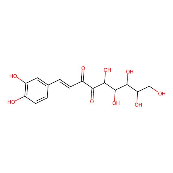 2D Structure of (E,5R,6S,7R,8R)-1-deuterio-1-(3,4-dihydroxyphenyl)-5,6,7,8,9-pentahydroxynon-1-ene-3,4-dione