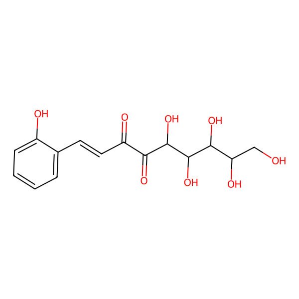 2D Structure of (E,5R,6S,7R,8R)-5,6,7,8,9-pentahydroxy-1-(2-hydroxyphenyl)non-1-ene-3,4-dione