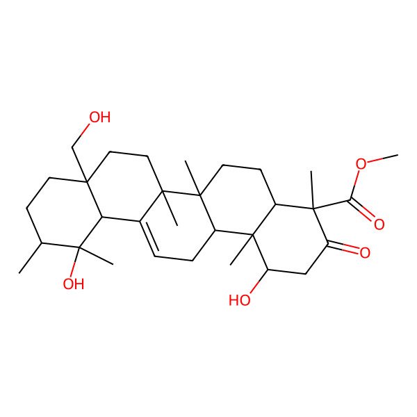 2D Structure of methyl 1,12-dihydroxy-8a-(hydroxymethyl)-4,6a,6b,11,12,14b-hexamethyl-3-oxo-2,4a,5,6,7,8,9,10,11,12a,14,14a-dodecahydro-1H-picene-4-carboxylate