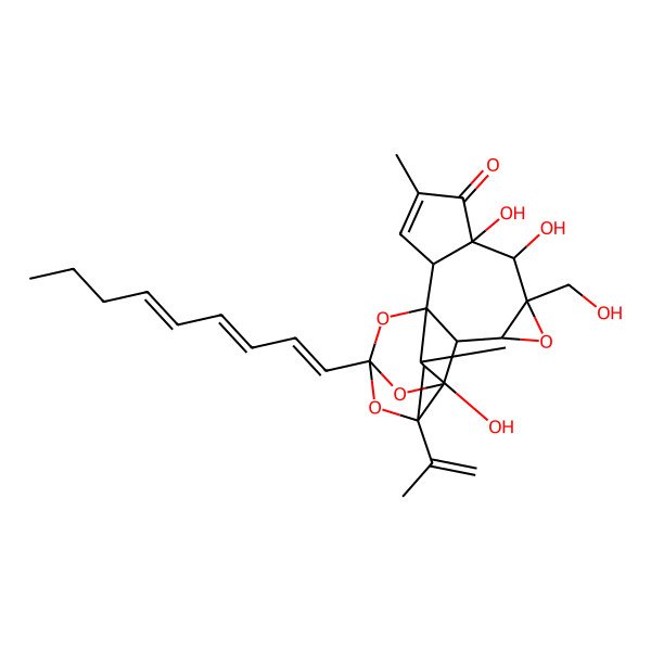 2D Structure of 6,7,17-Trihydroxy-8-(hydroxymethyl)-4,18-dimethyl-14-nona-1,3,5-trienyl-16-prop-1-en-2-yl-9,13,15,19-tetraoxahexacyclo[12.4.1.01,11.02,6.08,10.012,16]nonadec-3-en-5-one