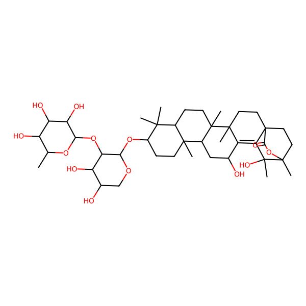 2D Structure of (1R,4S,5R,8R,10S,13R,14R,16R,19S,20S)-10-[(2S,3R,4S,5S)-4,5-dihydroxy-3-[(2S,3R,4R,5R,6S)-3,4,5-trihydroxy-6-methyloxan-2-yl]oxyoxan-2-yl]oxy-16,19-dihydroxy-4,5,9,9,13,19,20-heptamethyl-21-oxahexacyclo[18.2.2.01,18.04,17.05,14.08,13]tetracos-17-en-22-one