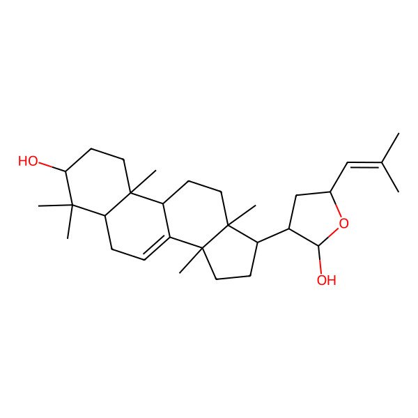2D Structure of (2S,3S,5R)-3-[(3S,5R,9R,10R,13S,14S,17S)-3-hydroxy-4,4,10,13,14-pentamethyl-2,3,5,6,9,11,12,15,16,17-decahydro-1H-cyclopenta[a]phenanthren-17-yl]-5-(2-methylprop-1-enyl)oxolan-2-ol