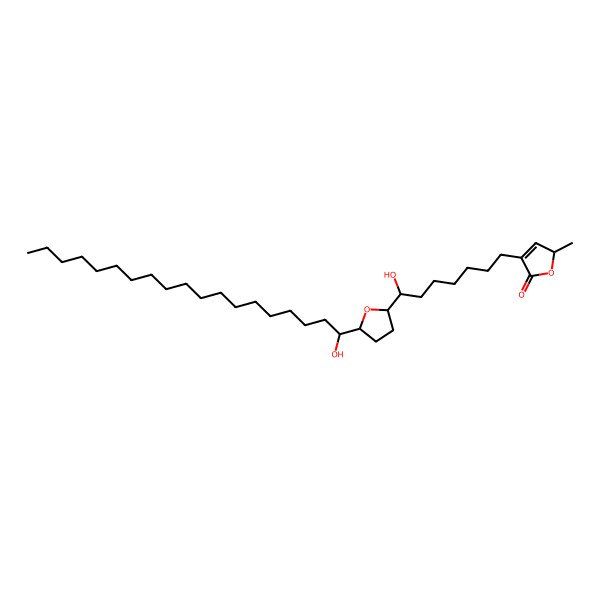 2D Structure of (2S)-4-[(7R)-7-hydroxy-7-[(2R,5R)-5-[(1R)-1-hydroxynonadecyl]oxolan-2-yl]heptyl]-2-methyl-2H-furan-5-one