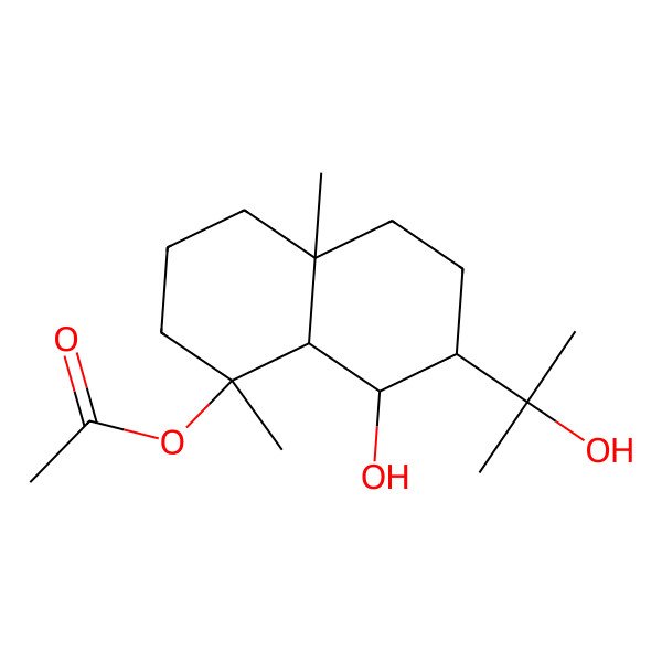 2D Structure of [(1R,4aR,7R,8S,8aS)-8-hydroxy-7-(2-hydroxypropan-2-yl)-1,4a-dimethyl-2,3,4,5,6,7,8,8a-octahydronaphthalen-1-yl] acetate