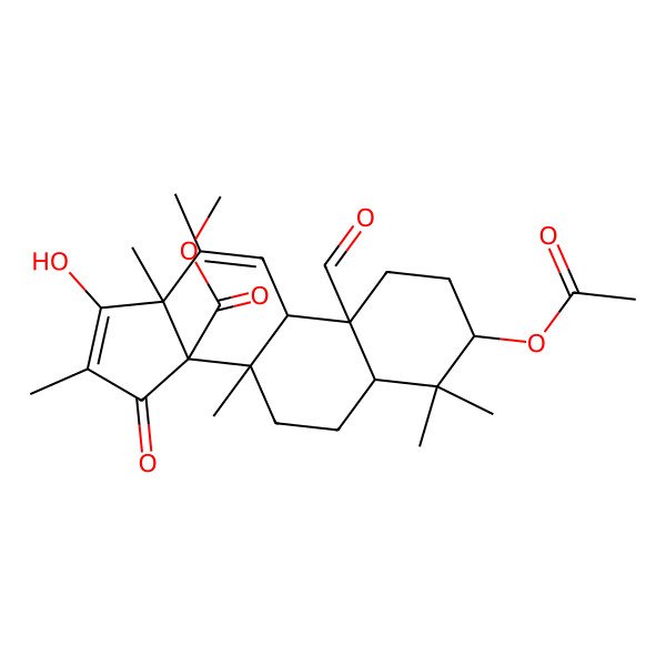 2D Structure of Methyl 3beta-acetoxy-15-hydroxy-4,4,8alpha,12,16-pentamethyl-17,19-dioxo-5beta,9beta,10alpha,13alpha-androsta-11,15-diene-14-carboxylate