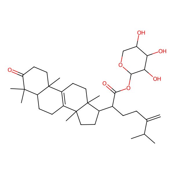 2D Structure of (3,4,5-Trihydroxyoxan-2-yl) 6-methyl-5-methylidene-2-(4,4,10,13,14-pentamethyl-3-oxo-1,2,5,6,7,11,12,15,16,17-decahydrocyclopenta[a]phenanthren-17-yl)heptanoate