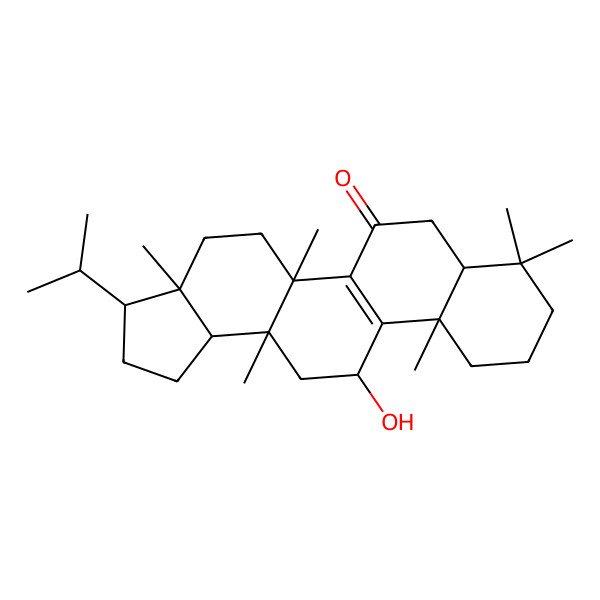 2D Structure of 12-hydroxy-3a,5a,8,8,11a,13a-hexamethyl-3-propan-2-yl-2,3,4,5,7,7a,9,10,11,12,13,13b-dodecahydro-1H-cyclopenta[a]chrysen-6-one