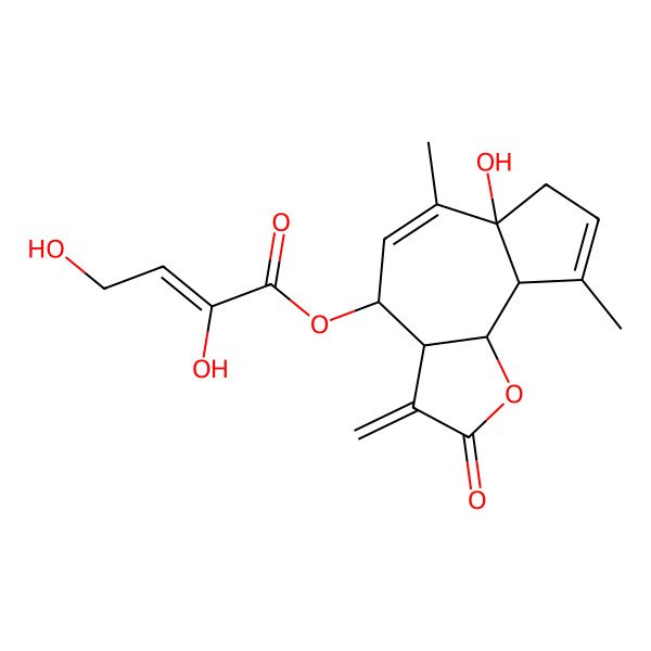 2D Structure of [(3aS,4R,6aS,9aR,9bS)-6a-hydroxy-6,9-dimethyl-3-methylidene-2-oxo-4,7,9a,9b-tetrahydro-3aH-azuleno[4,5-b]furan-4-yl] (Z)-2,4-dihydroxybut-2-enoate