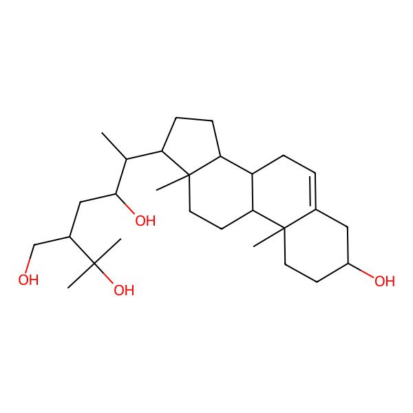 2D Structure of (5R,6S)-6-[(8S,9S,10R,13S,14S,17R)-3-hydroxy-10,13-dimethyl-2,3,4,7,8,9,11,12,14,15,16,17-dodecahydro-1H-cyclopenta[a]phenanthren-17-yl]-3-(hydroxymethyl)-2-methylheptane-2,5-diol