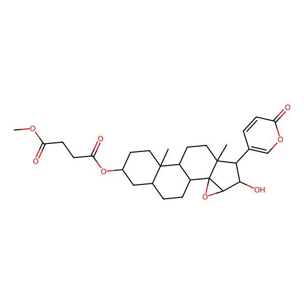 2D Structure of 4-O-[5-hydroxy-7,11-dimethyl-6-(6-oxopyran-3-yl)-3-oxapentacyclo[8.8.0.02,4.02,7.011,16]octadecan-14-yl] 1-O-methyl butanedioate