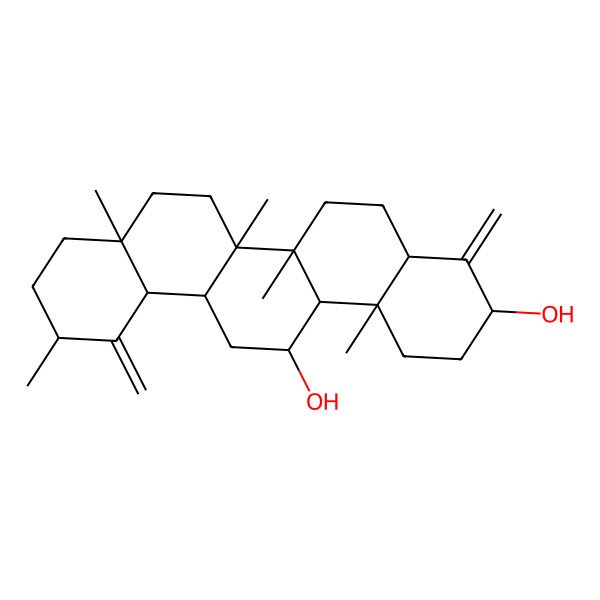 2D Structure of (3S,6aR,6bR,8aR,11S,14R,14bS)-6a,6b,8a,11,14b-pentamethyl-4,12-dimethylidene-1,2,3,4a,5,6,6a,7,8,9,10,11,12a,13,14,14a-hexadecahydropicene-3,14-diol