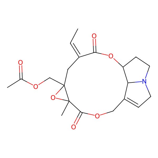 2D Structure of [(5R,7R,9Z,12R,18R)-9-ethylidene-5-methyl-4,10-dioxo-3,6,11-trioxa-15-azatetracyclo[10.5.1.05,7.015,18]octadec-1(17)-en-7-yl]methyl acetate