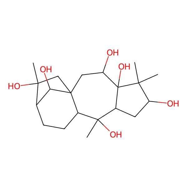 2D Structure of (1R,3S,4S,6R,8R,9S,10S,13S,14R,16S)-5,5,9,14-tetramethyltetracyclo[11.2.1.01,10.04,8]hexadecane-3,4,6,9,14,16-hexol