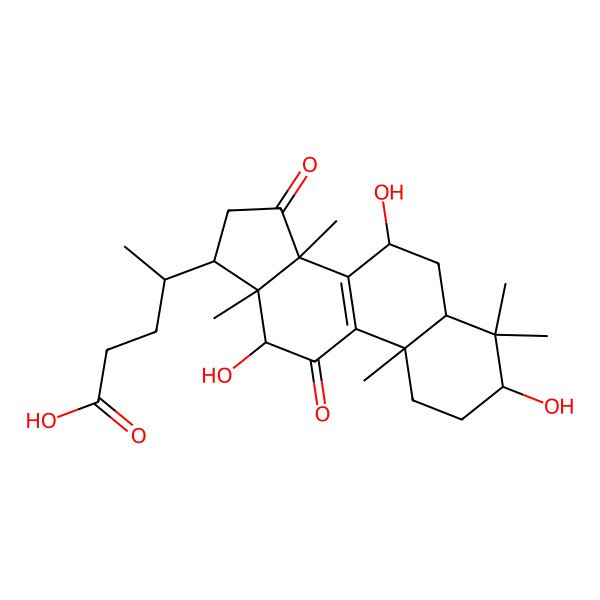2D Structure of (4R)-4-[(3S,5R,7S,10S,12R,13R,14R,17R)-3,7,12-trihydroxy-4,4,10,13,14-pentamethyl-11,15-dioxo-2,3,5,6,7,12,16,17-octahydro-1H-cyclopenta[a]phenanthren-17-yl]pentanoic acid