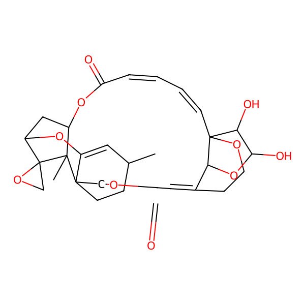 2D Structure of (1R,2Z,4E,8R,9R,10R,11S,15S,18S,22Z,24R,26S,27S)-26,27-dihydroxy-9,15-dimethylspiro[7,12,20,25,28-pentaoxahexacyclo[21.4.3.18,11.01,24.09,18.013,18]hentriaconta-2,4,13,22-tetraene-10,2'-oxirane]-6,21-dione