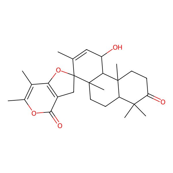 2D Structure of 5'-hydroxy-1',1',4'a,6,7,7',8'a-heptamethylspiro[3H-furo[3,2-c]pyran-2,8'-4,4b,5,9,10,10a-hexahydro-3H-phenanthrene]-2',4-dione