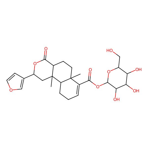 2D Structure of [3,4,5-Trihydroxy-6-(hydroxymethyl)oxan-2-yl] 2-(furan-3-yl)-6a,10b-dimethyl-4-oxo-1,2,4a,5,6,9,10,10a-octahydrobenzo[f]isochromene-7-carboxylate