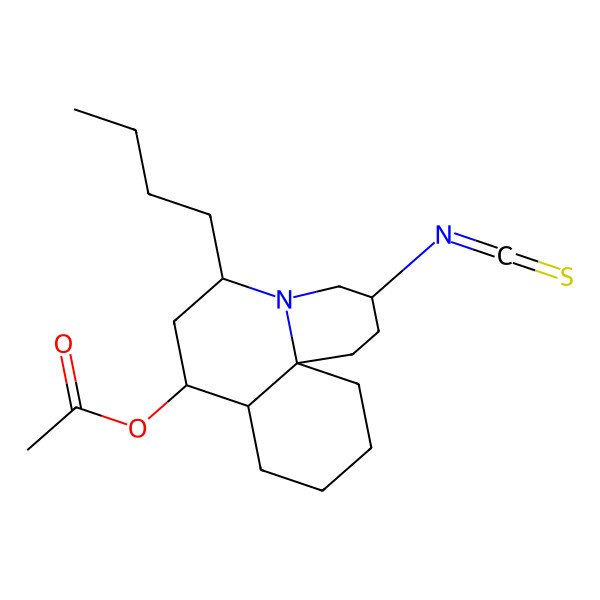 2D Structure of [(3S,6S,8R,8aR,12aR)-6-butyl-3-isothiocyanato-1,2,3,4,6,7,8,8a,9,10,11,12-dodecahydrobenzo[j]quinolizin-8-yl] acetate