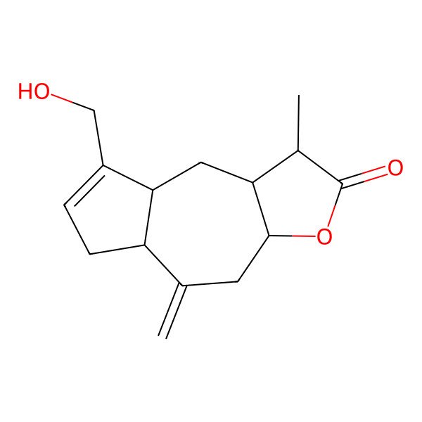 2D Structure of (1R,3aR,5aR,8aR,9aR)-8-(hydroxymethyl)-1-methyl-5-methylidene-1,3a,4,5a,6,8a,9,9a-octahydroazuleno[6,5-b]furan-2-one