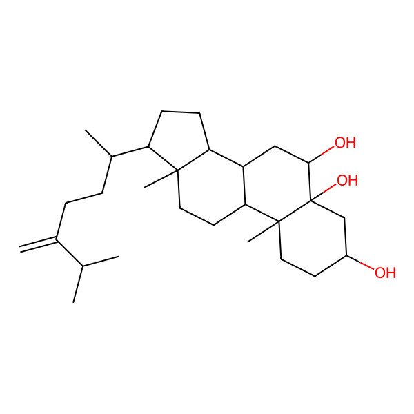 2D Structure of 10,13-Dimethyl-17-(6-methyl-5-methylideneheptan-2-yl)-1,2,3,4,6,7,8,9,11,12,14,15,16,17-tetradecahydrocyclopenta[a]phenanthrene-3,5,6-triol