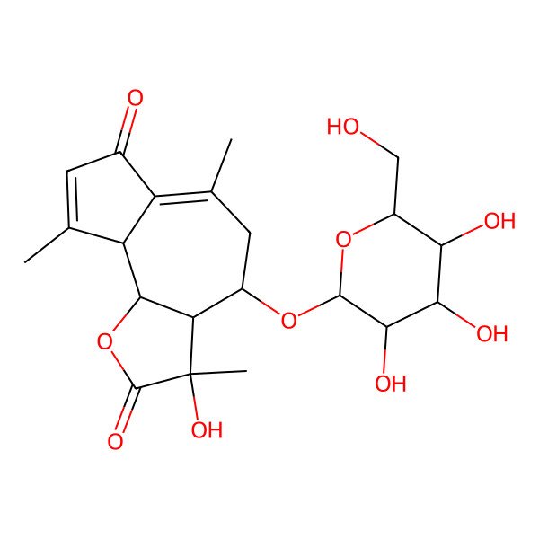 2D Structure of 3-hydroxy-3,6,9-trimethyl-4-[3,4,5-trihydroxy-6-(hydroxymethyl)oxan-2-yl]oxy-4,5,9a,9b-tetrahydro-3aH-azuleno[4,5-b]furan-2,7-dione