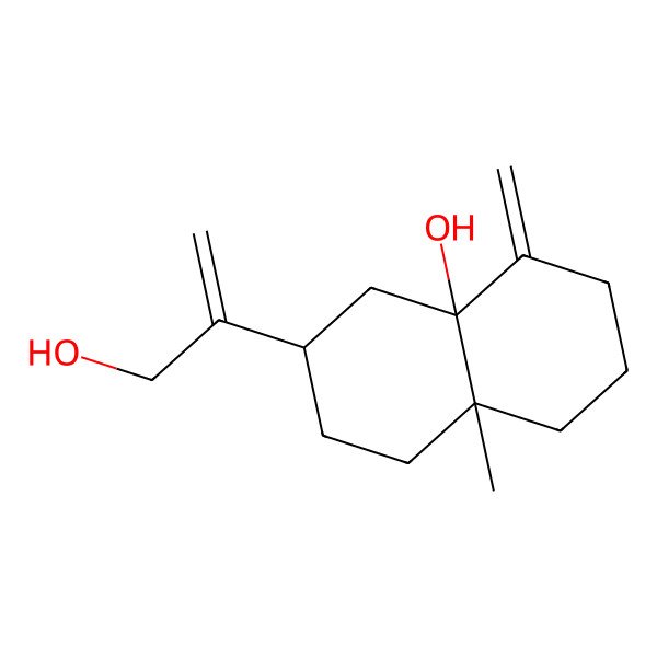 2D Structure of (3R,4aR,8aR)-3-(3-hydroxyprop-1-en-2-yl)-8a-methyl-5-methylidene-2,3,4,6,7,8-hexahydro-1H-naphthalen-4a-ol 2D Structure of (3R,4aR,8aR)-3-(3-hydroxyprop-1-en-2-yl)-8a-methyl-5-methylidene-2,3,4,6,7,8-hexahydro-1H-naphthalen-4a-ol