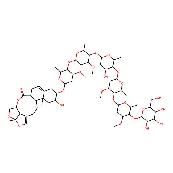 2D Structure of (4S,5R,7R,8R,13R,16S,19R,22R)-7-hydroxy-8-[(2S,4S,5R,6R)-5-[(2S,4R,5R,6S)-5-[(2S,4S,5S,6R)-4-hydroxy-5-[(2S,4S,5R,6R)-4-methoxy-5-[(2S,4R,5S,6S)-4-methoxy-6-methyl-5-[(2S,3R,4S,5S,6R)-3,4,5-trihydroxy-6-(hydroxymethyl)oxan-2-yl]oxyoxan-2-yl]oxy-6-methyloxan-2-yl]oxy-6-methyloxan-2-yl]oxy-4-methoxy-6-methyloxan-2-yl]oxy-4-methoxy-6-methyloxan-2-yl]oxy-5,19-dimethyl-15,18,20-trioxapentacyclo[14.5.1.04,13.05,10.019,22]docosa-1(21),10-dien-14-one