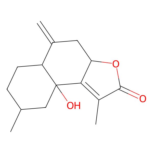 2D Structure of (3aS,5aS,8S,9aS)-9a-hydroxy-1,8-dimethyl-5-methylidene-4,5a,6,7,8,9-hexahydro-3aH-benzo[e][1]benzofuran-2-one