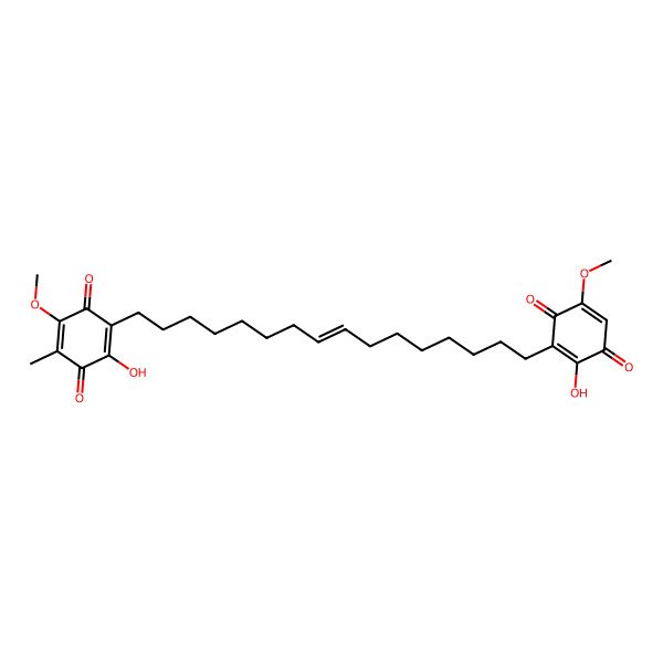 2D Structure of 2-Hydroxy-3-[16-(2-hydroxy-5-methoxy-3,6-dioxocyclohexa-1,4-dien-1-yl)hexadec-8-enyl]-5-methoxy-6-methylcyclohexa-2,5-diene-1,4-dione