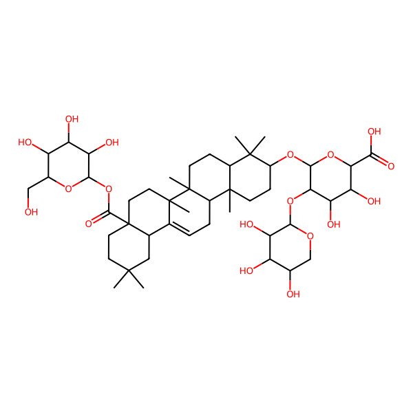2D Structure of beta-D-Glucopyranosiduronic acid, (3beta)-28-(beta-D-glucopyranosyloxy)-28-oxoolean-12-en-3-yl 2-O-alpha-L-arabinopyranosyl-