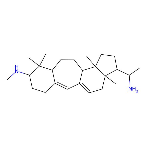 2D Structure of (6S,8R,11R,12S,15S,16R)-15-[(1S)-1-aminoethyl]-N,7,7,12,16-pentamethyltetracyclo[9.7.0.03,8.012,16]octadeca-1(18),2-dien-6-amine