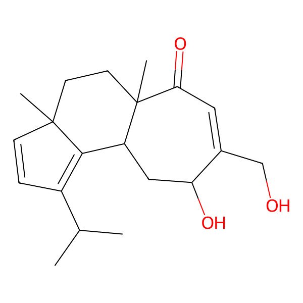 2D Structure of 9-hydroxy-8-(hydroxymethyl)-3a,5a-dimethyl-1-propan-2-yl-5,9,10,10a-tetrahydro-4H-cyclohepta[e]inden-6-one