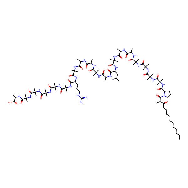 2D Structure of Unk-DL-Pro-Aib-Aib-Aib-Aib-DL-Ala-DL-Ala-Aib-DL-Leu-DL-Ala-Aib-DL-Ala-DL-Ala-Aib-DL-Arg-Aib-Aib-Aib-Aib-Aib-DL-Ala-OH