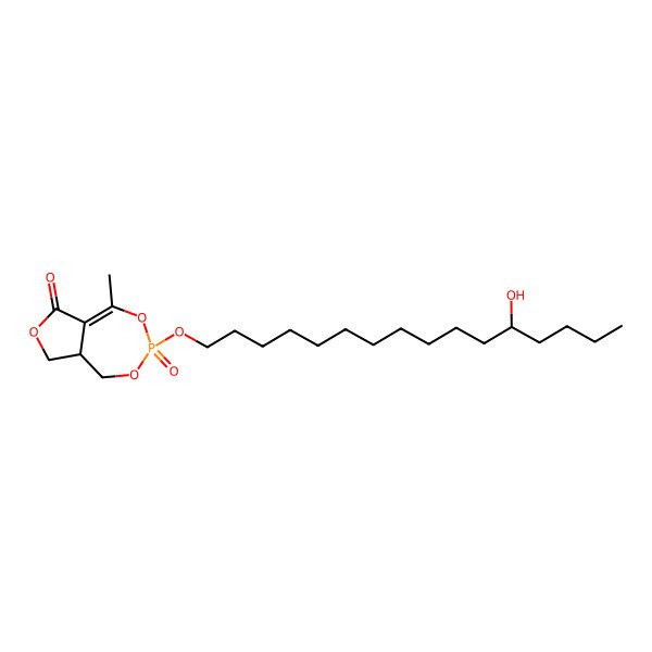 2D Structure of (3S,8aR)-3-[(12R)-12-hydroxyhexadecoxy]-5-methyl-3-oxo-8,8a-dihydro-1H-furo[3,4-e][1,3,2]dioxaphosphepin-6-one