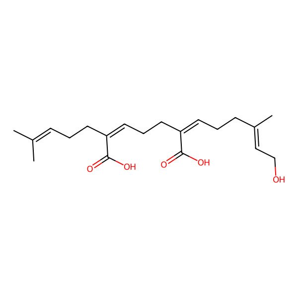 2D Structure of (E,6E)-6-[(E)-6-hydroxy-4-methylhex-4-enylidene]-2-(4-methylpent-3-enyl)hept-2-enedioic acid