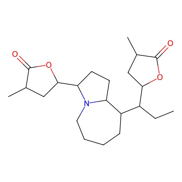2D Structure of (3S,5S)-5-[(3S,9R,9aS)-9-[(1S)-1-[(2R,4S)-4-methyl-5-oxooxolan-2-yl]propyl]-2,3,5,6,7,8,9,9a-octahydro-1H-pyrrolo[1,2-a]azepin-3-yl]-3-methyloxolan-2-one