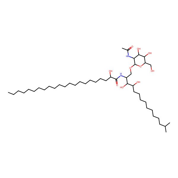 2D Structure of (2S)-N-[(2R,3S,4S)-1-[(2R,3R,4R,5S,6S)-3-acetamido-4,5-dihydroxy-6-(hydroxymethyl)oxan-2-yl]oxy-3,4-dihydroxy-14-methylpentadecan-2-yl]-2-hydroxydocosanamide