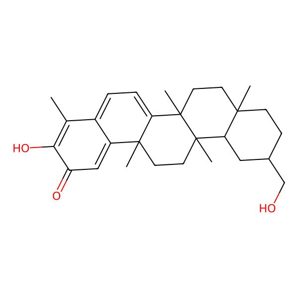 2D Structure of 3-hydroxy-11-(hydroxymethyl)-4,6a,6b,8a,14a-pentamethyl-8,9,10,11,12,12a,13,14-octahydro-7H-picen-2-one